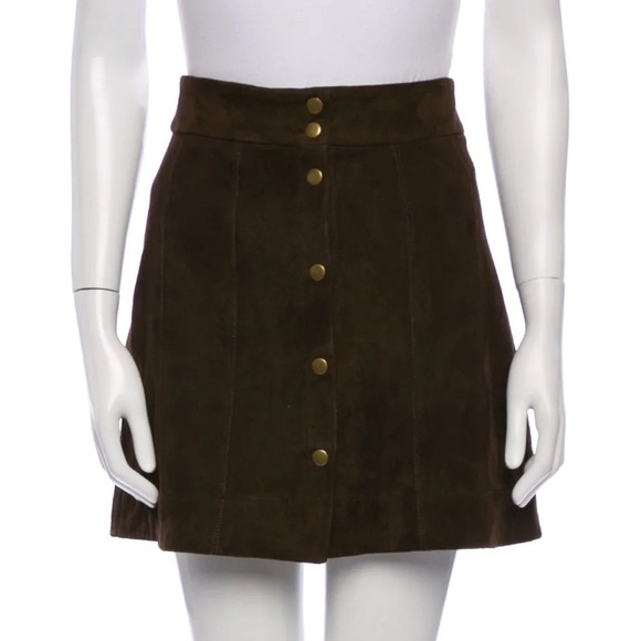 FRAME Dark Brown Suede Mini Skirt - Size 25 - Picture 1 of 5